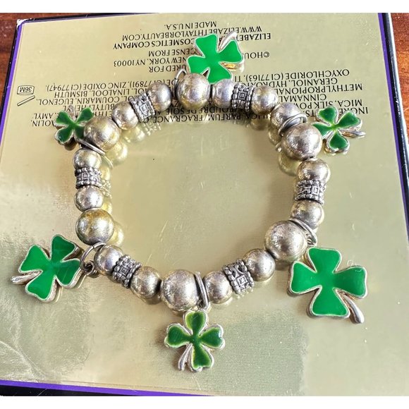 Vintage Four Leaf Clovers Stretch Bracelet St Patrick's Day Parade Party… - Picture 2 of 11